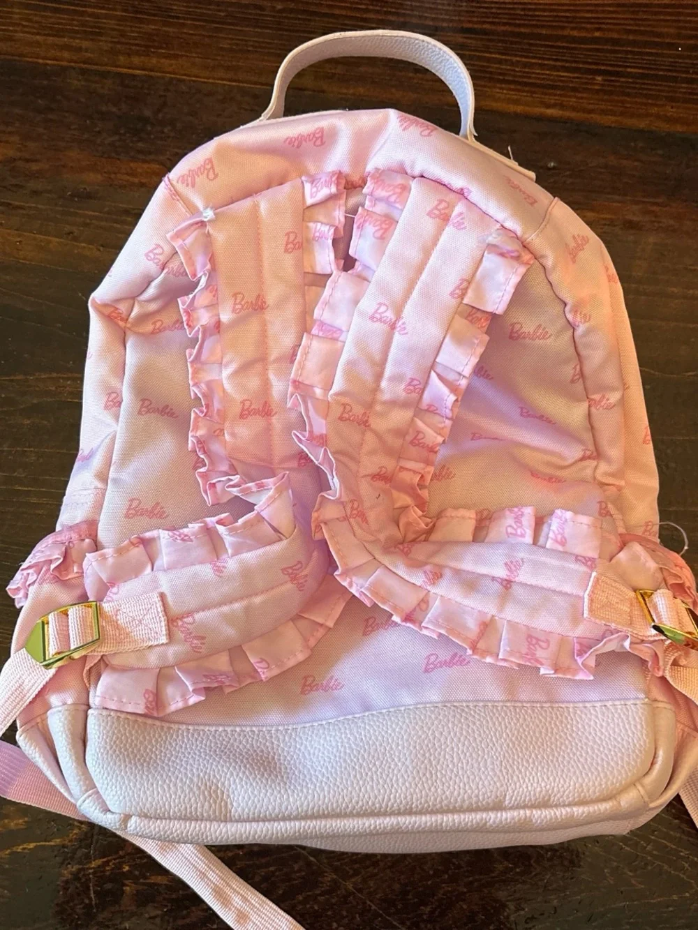 Posh Peanut Pink Barbie Logo Ruffle Kids Backpack